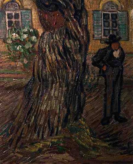 St. Paul's Hospital, St. Remy, detail of man and tree from Vincent van Gogh