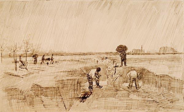 Van Gogh, Cemetery in the Rain / Draw.