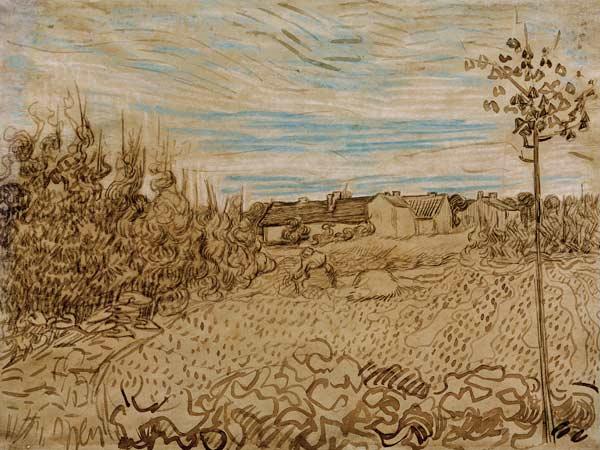 V.v.Gogh, Cottages w.Woman.../Draw./1890