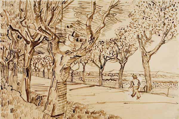 V.v.Gogh, Road to Tarascon /Drawing/1888