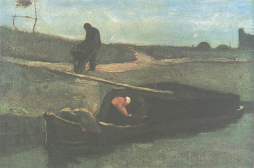 Peat boat with two figures from Vincent van Gogh