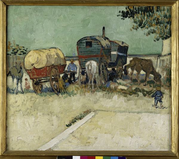 Van Gogh / Gypsy camp, horse-drawn wag. from Vincent van Gogh
