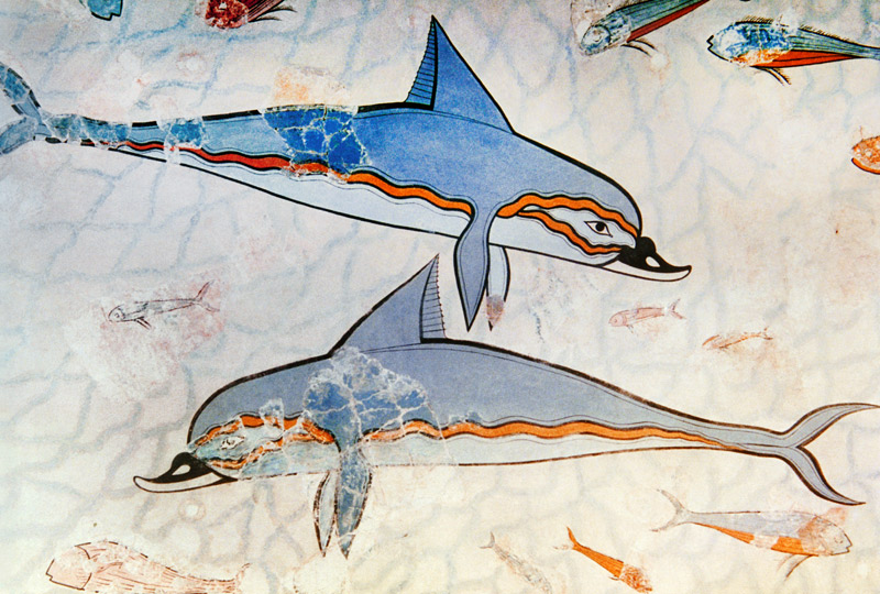 Detalle de dos de los delfines que forman parte del panel marino que decora el megarón. from Vittorio Zecchin