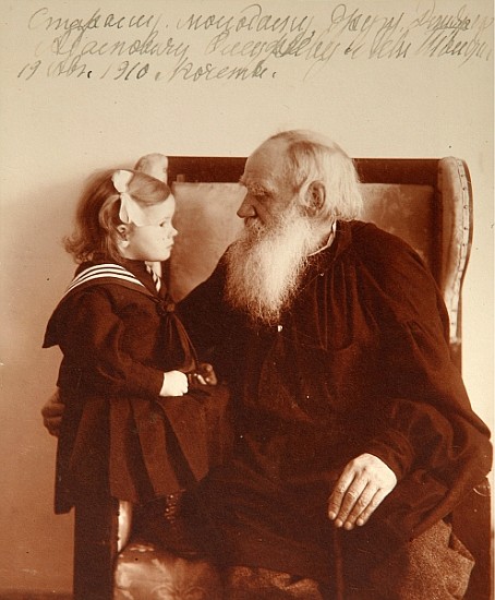 The author Leon Tolstoy with his granddaughter Tatiana in Yasnaya Polyana from Vladimir Grigorievich Chertkov