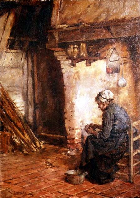 Old Woman Peeling Potatoes from Walter Langley