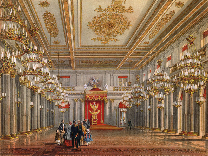 The George Hall (Great Throne Hall) of the Winter palace in St. Petersburg from Wassili Sadownikow
