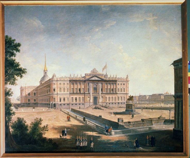 View of the Michael Palace and the Connetable Square in St. Petersburg from Werkst. Alexejew