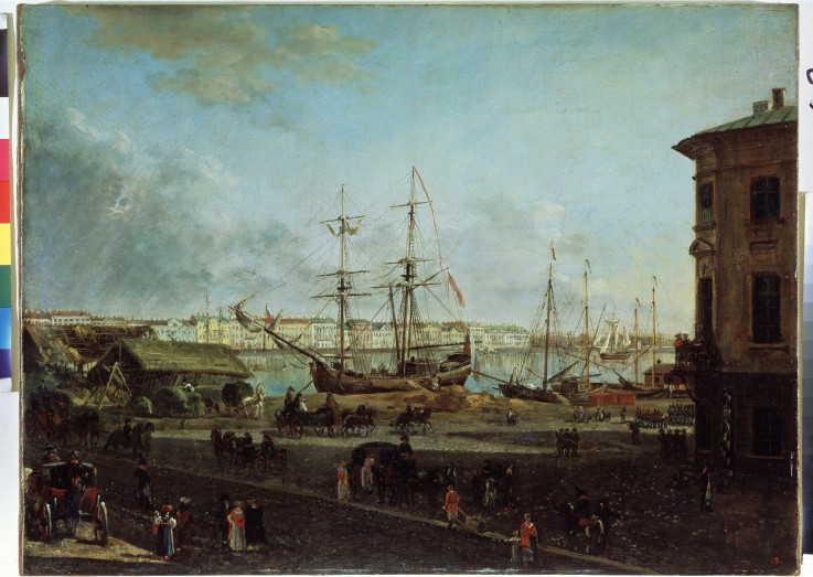 View of the English Embankment from the Vasilievsky Island from Werkst. Alexejew