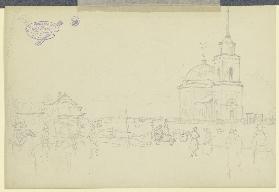 Skizze einer Kirche und des Kirchplatzes