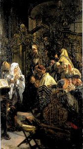 Jews in the synagogue from Wilhelm August Stryowski