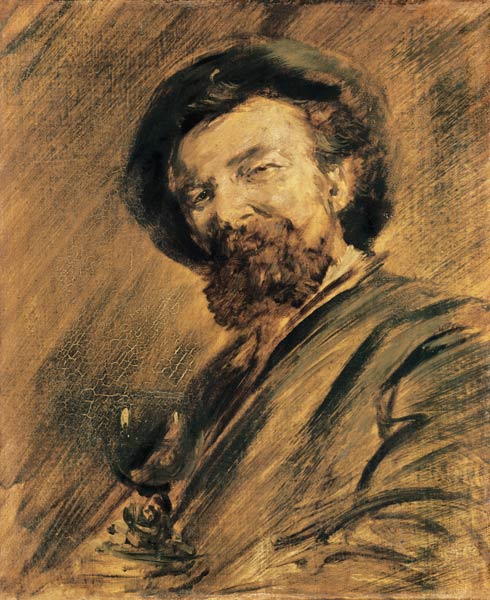Self-portrait with wine-glass from Wilhelm Busch