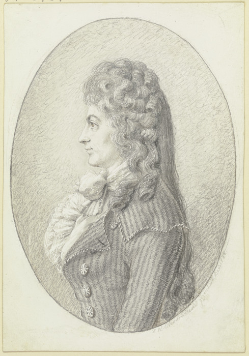 Brustbildnis einer jungen Dame im Profil nach links, im Oval from Wilhelm Chodowiecki