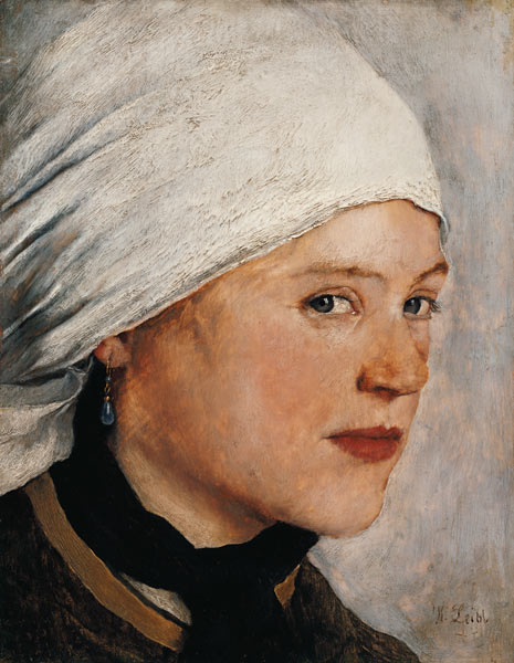 Girl with a white headscarf. from Wilhelm Maria Hubertus Leibl