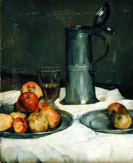 Still life with apples and pewter jug from Wilhelm Trubner