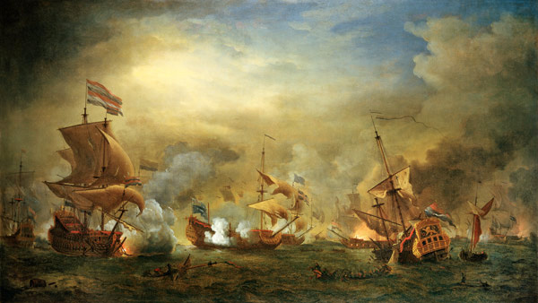 The Battle of the Texel, Kijkduin from Willem van de Velde the Younger