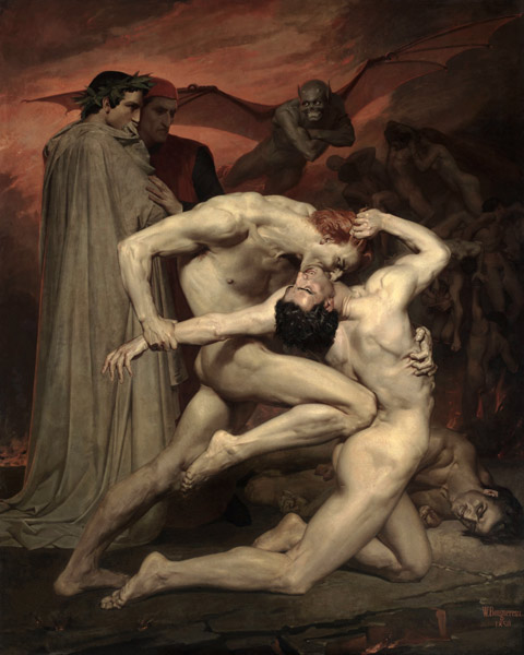 Dante and Vergil in hell from William Adolphe Bouguereau