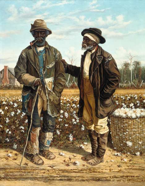 Two old black cotton pickers in the conversation. from William Aiken Walker