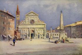 Piazza S Maria Novella, Florence (colour litho)