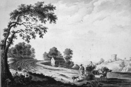 Italian Landscape with Peasants and Animals on a Road from William Beilby