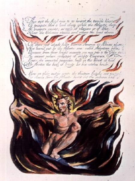America a Prophecy; 'Thus wept the Angel voice', the emergence of Orc (the embodiment of Energy) fro from William Blake