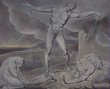 Illustrations of the Book of Job; Satan smiting Job with Sore Boils, 1825 (pen, w/c and from William Blake