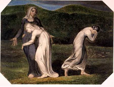 Naomi entreating Ruth and Orpah to return to the land of Moab, from a series of 12 known as 'The Lar from William Blake