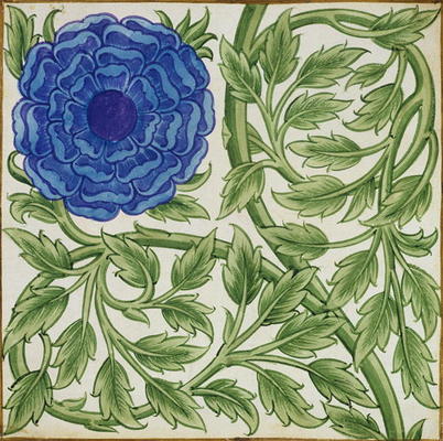 Plant with a blue flower (w/c on paper) from William De Morgan
