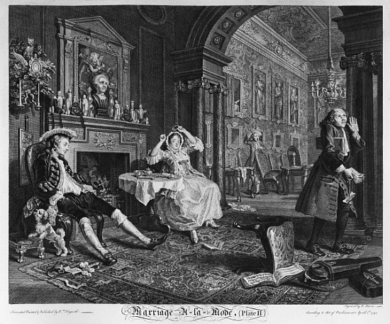 Marriage a la Mode, Plate II, The Tete a Tete from William Hogarth