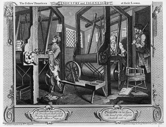 The Fellow ''Prentices at their Looms, plate I of ''Industry and Idleness'' from William Hogarth