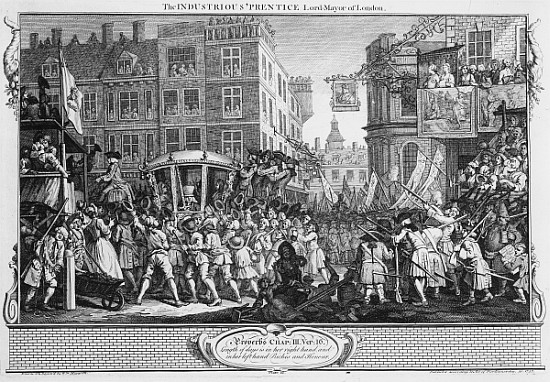 The Industrious ''Prentice Lord Mayor of London, plate XII of ''Industry and Idleness'' from William Hogarth