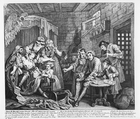 The Rake in Prison, plate VII, from ''A Rake''s Progress'' from William Hogarth
