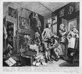 The Young Heir Takes Possession of the Miser''s Effects, plate I from ''A Rake''s Progress''