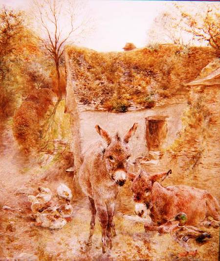 Donkeys and Ducks in a Farmyard from William Huggins