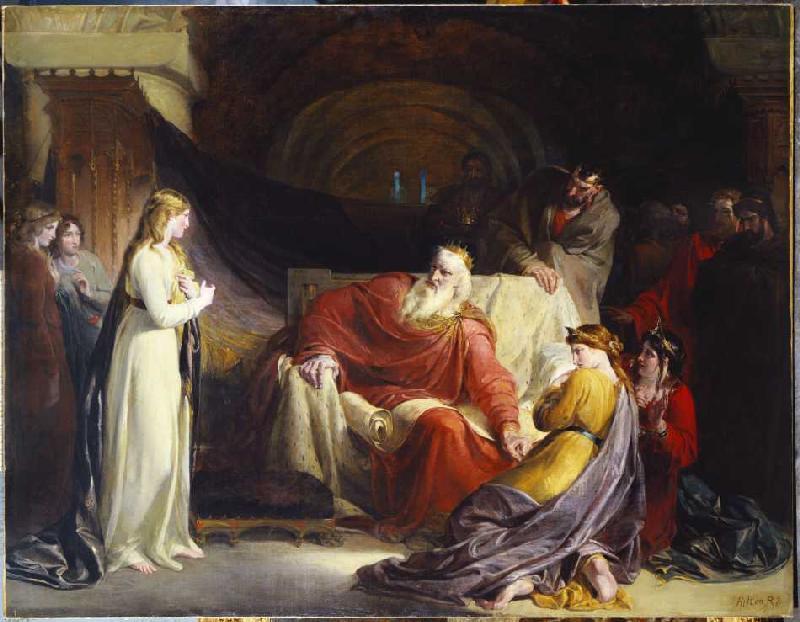 King Lear and his three daughters from William II. Hilton