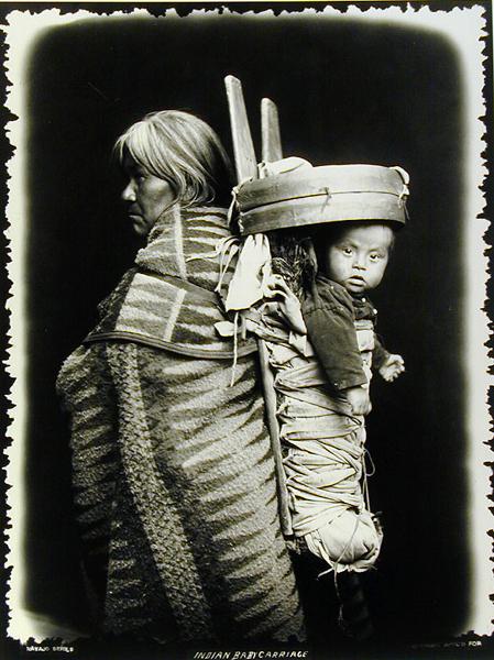 Navaho woman carrying a papoose on her back, c.1914 (b/w photo)  from William J. Carpenter
