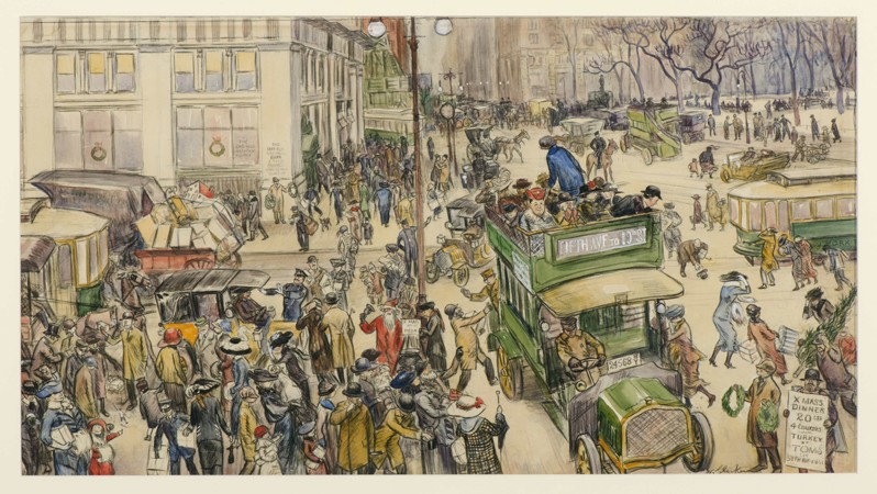 Christmas Shoppers, Madison Square from William James Glackens