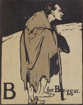B for Beggar, illustration from An Alphabet, published by William Heinemann, 1898