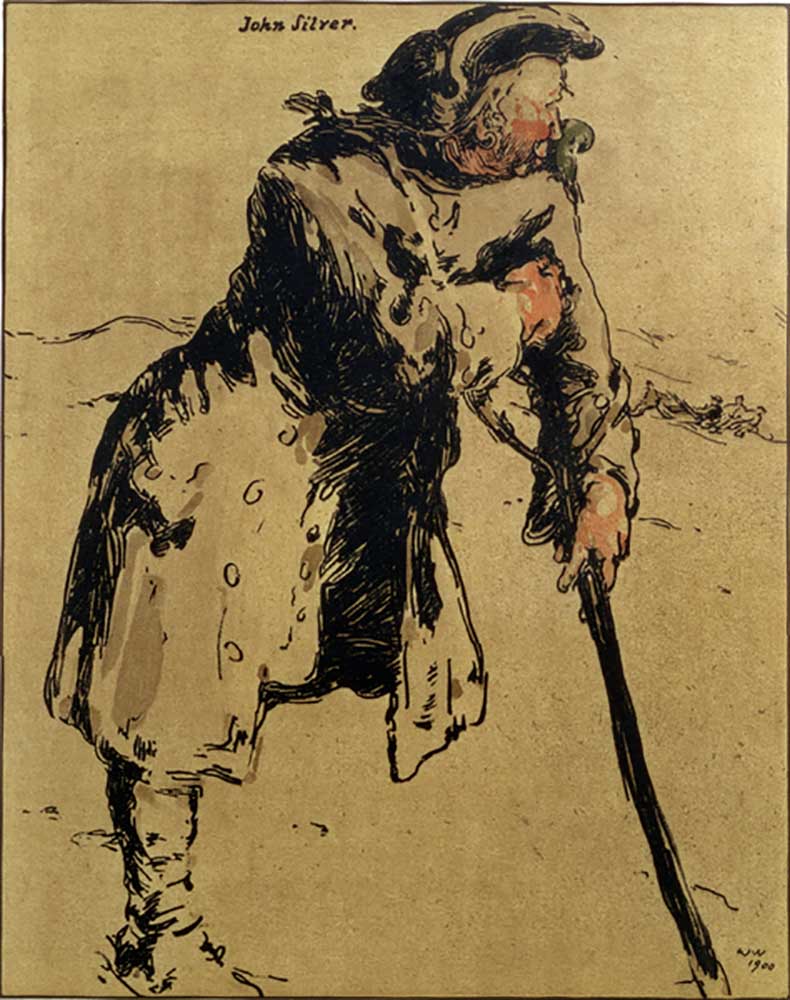 John Silver, illustration from Characters of Romance, first published 1900 from William Nicholson