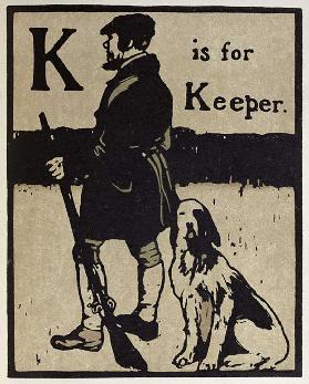 K is for Keeper, illustration from An Alphabet, published by William Heinemann, 1898