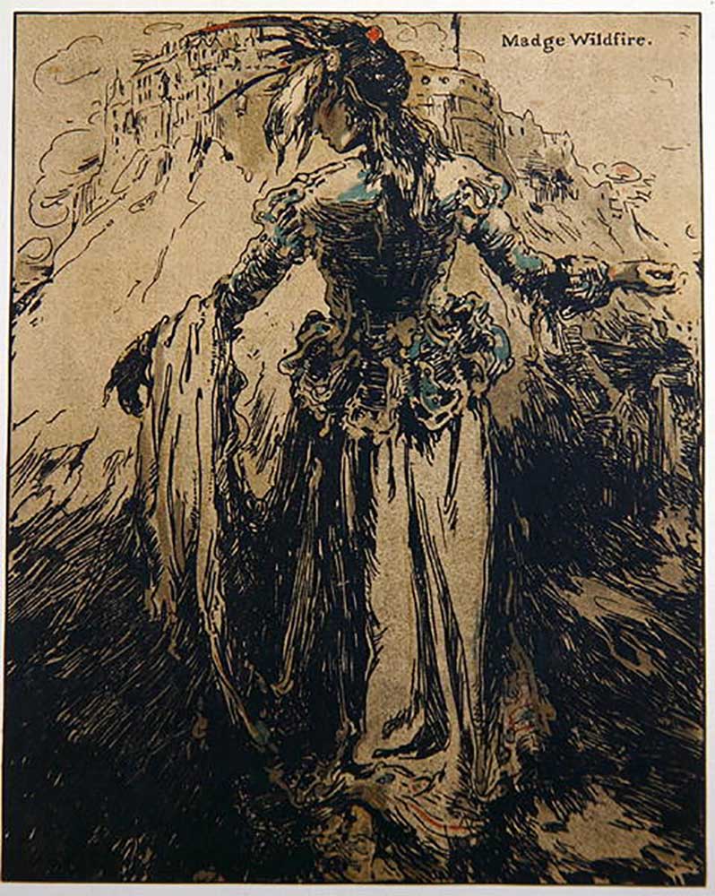 Madge Wildfire, illustration from Characters of Romance, first published 1900 from William Nicholson