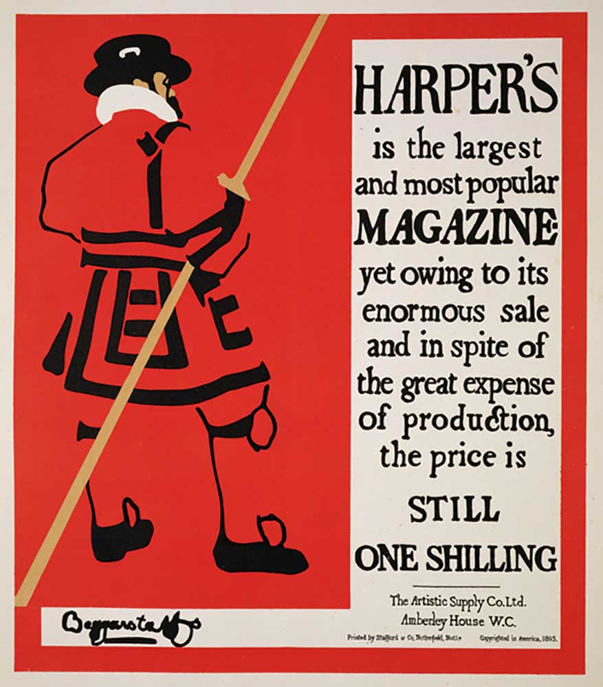 Reproduction of a poster advertising Harpers Magazine, 1895 from William Nicholson