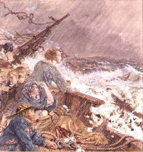 Grace Darling and her father saving the shipwrecked crew