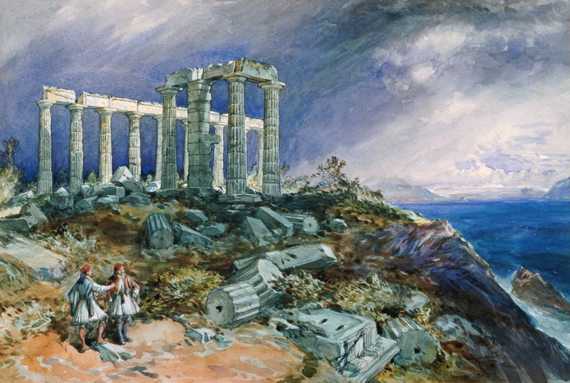 The Temple of Poseidon, Sunium from William Simpson