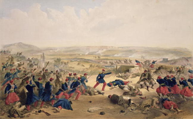 Battle of the Tchernaya, August 16th 1855, plate from 'The Seat of War in the East', pub. by Paul & from William Simpson