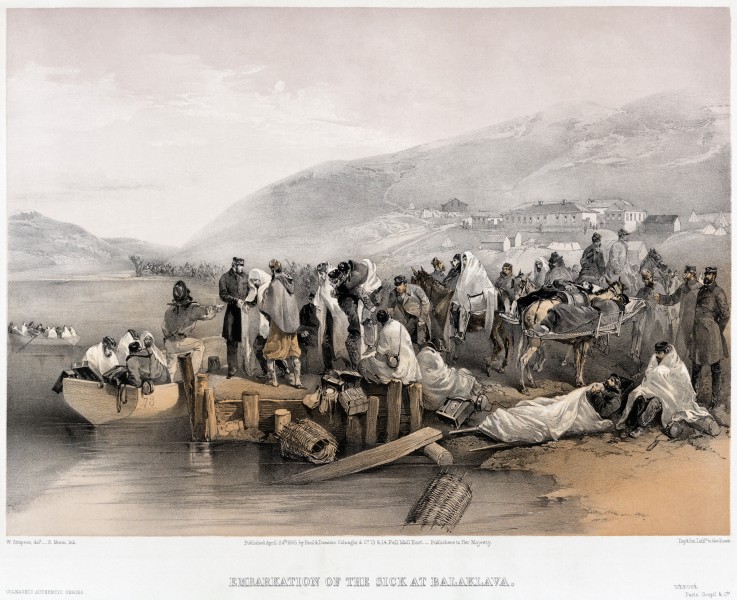 The Embarkation of the sick at Balaklava from William Simpson