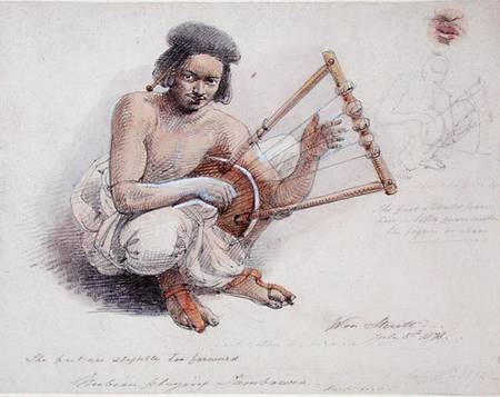 Nubian Playing Tambourine from William Strutt