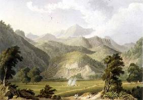 Approach to the Bore Ghaut, from a painting by Lt. Col. Johnson, engraved by T. Fielding and coloure