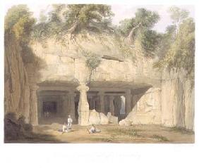 Exterior of the Great Cave Temple of Elephanta, near Bombay, in 1803, from Volume II of 'Scenery, Co