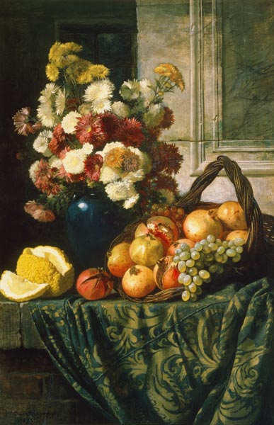 Still life with flowers and fruits from Wladimir D. Sswertschkoff