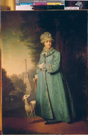 Katharina II. of Russia at the walk in the Tsarskoje-Selo park.